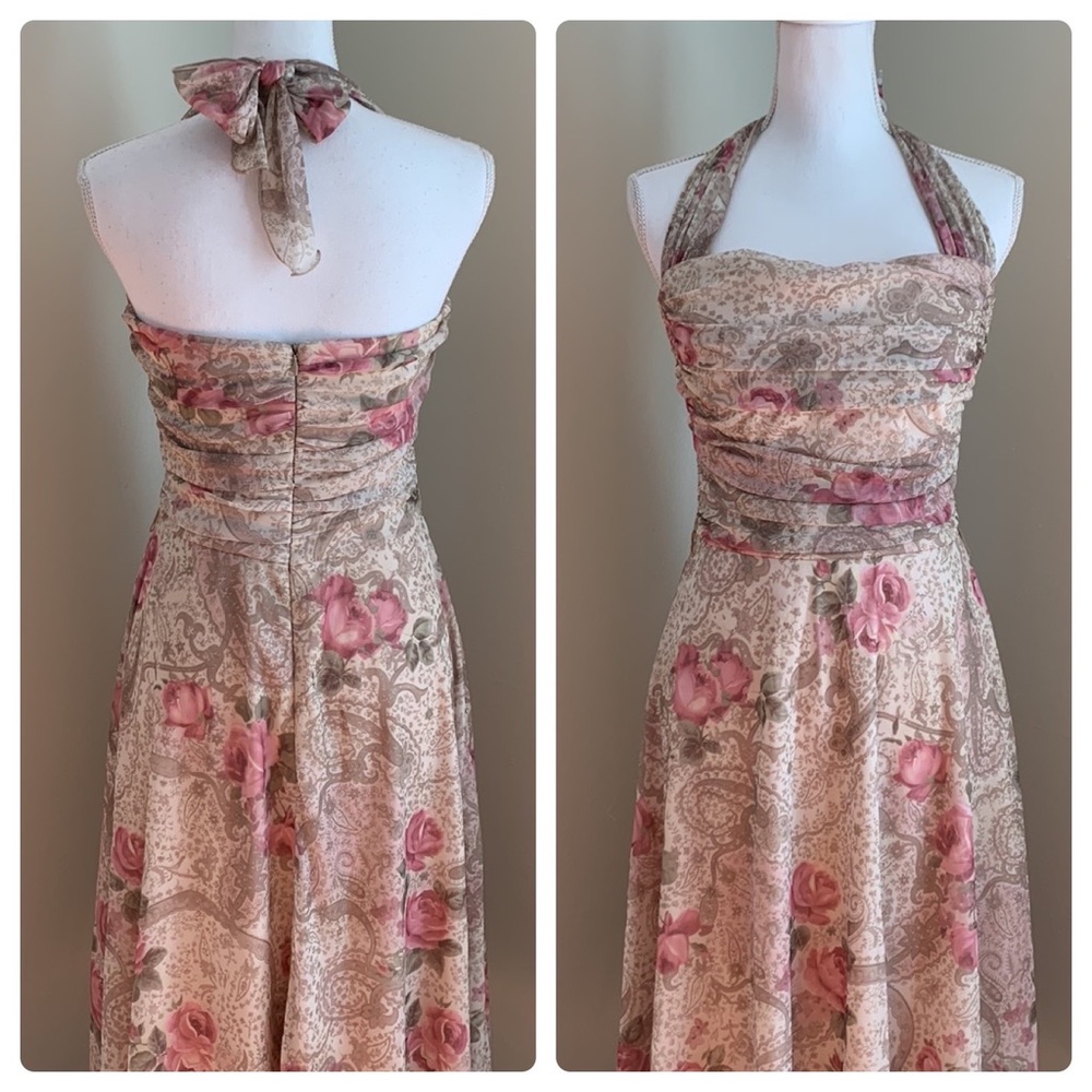 Y2K XOXO Floral Romantic Halter Dress
